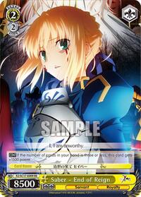 Saber - End of Reign Reprint waifu card — Weiss Schwarz