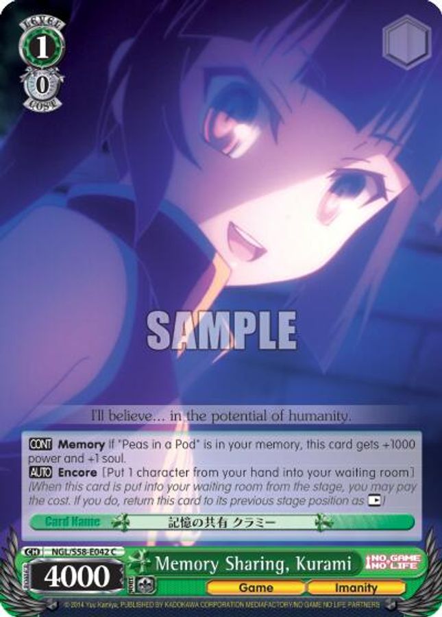 Kurami C waifu card — Weiss Schwarz